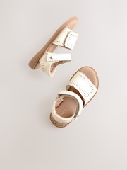 White Leather Brogue Touch Fastening Sandals - Image 3 of 7