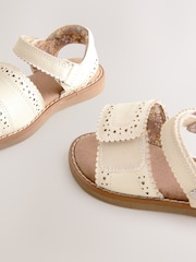 White Leather Brogue Touch Fastening Sandals - Image 4 of 7
