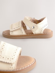 White Leather Brogue Touch Fastening Sandals - Image 5 of 7