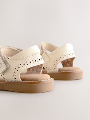 White Leather Brogue Touch Fastening Sandals - Image 6 of 7