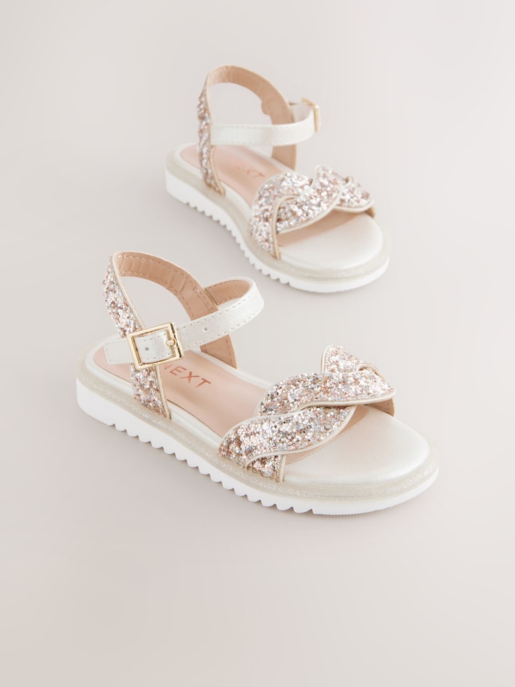 Ivory Glitter Occasion Sandals - Image 1 of 6