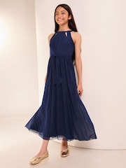 Lipsy Navy Blue Cut Out Midi Occasion Dress -Teen - Image 3 of 4