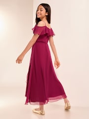 Lipsy Burgundy Red Cold Shoulder Maxi Occasion Dress (10-16yrs) - Image 4 of 4
