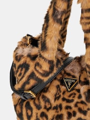 Guess Leopard Print Samia Faux Fur Tote Bag - Image 3 of 4