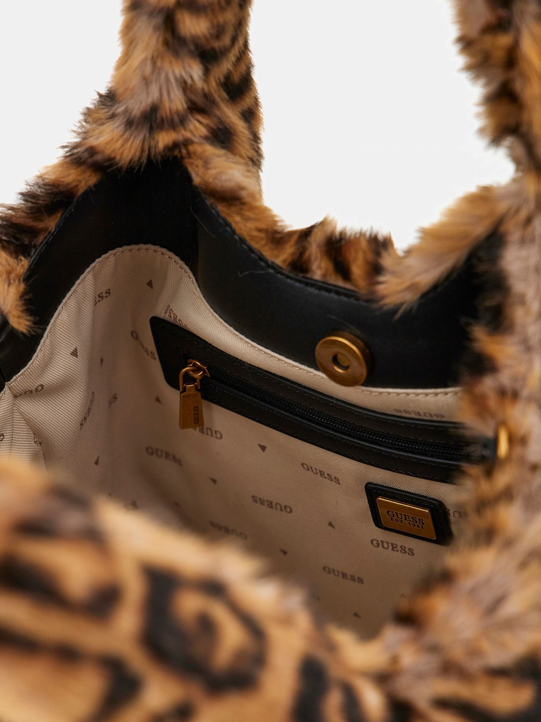 Buy Guess Leopard Print Samia Faux Fur Tote Bag from Next Luxembourg