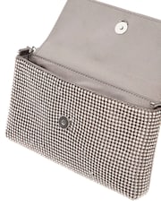 Guess Silver Diamante Flap Clutch Bag - Image 4 of 4