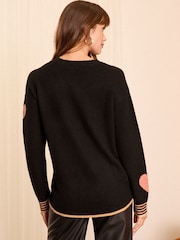 Love & Roses Black Multi Cosy Crew Neck Longline Jumper - Image 4 of 4