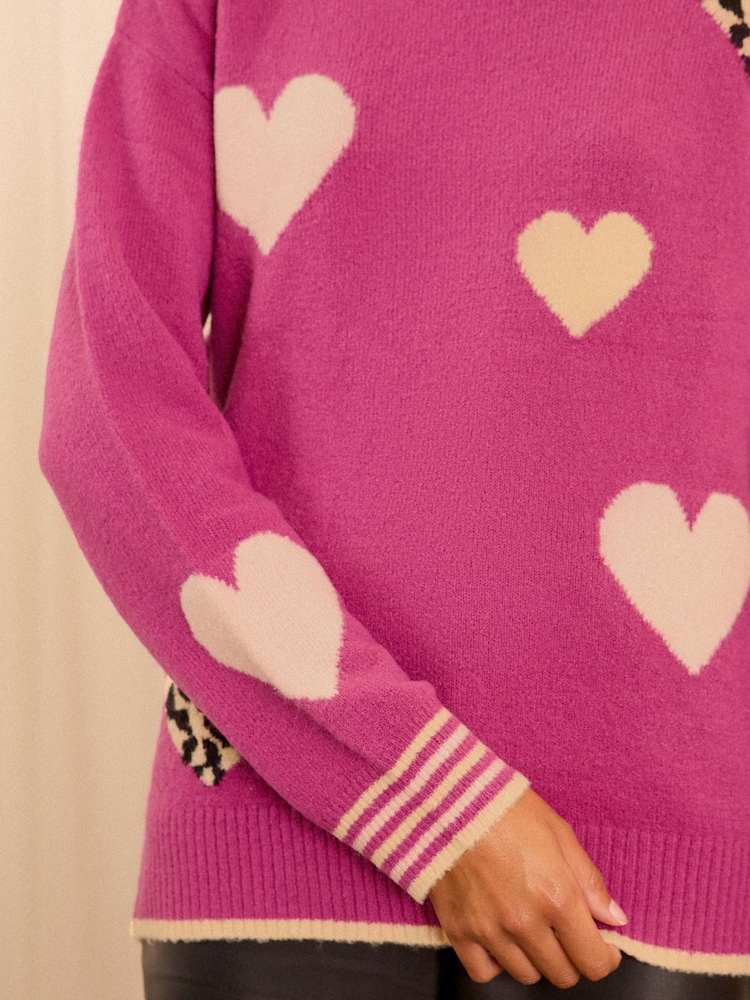 Love & Roses Pink Cosy Crew Neck Longline Jumper - Image 2 of 4