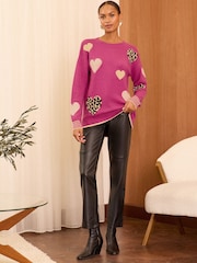 Love & Roses Pink Cosy Crew Neck Longline Jumper - Image 3 of 4