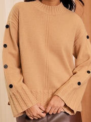 Love & Roses Camel Premium 100% Wool Knitted Jumper - Image 2 of 4