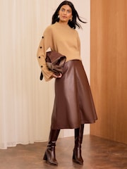 Love & Roses Camel Premium 100% Wool Knitted Jumper - Image 3 of 4