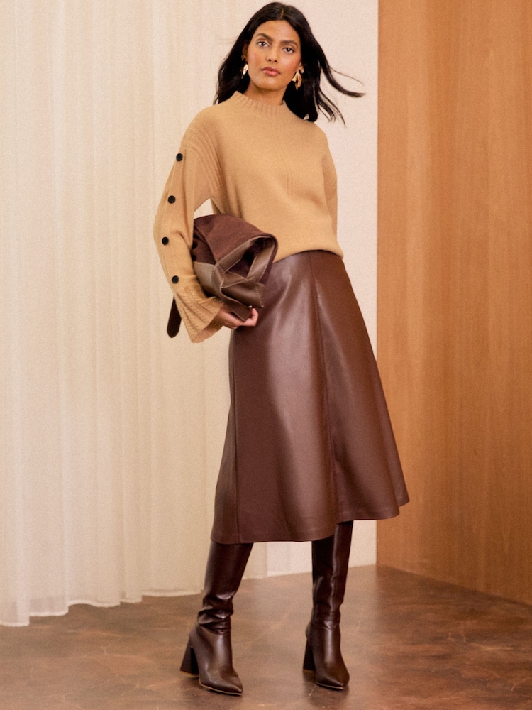 Love & Roses Camel Premium 100% Wool Knitted Jumper - Image 3 of 4