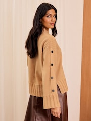 Love & Roses Camel Premium 100% Wool Knitted Jumper - Image 4 of 4
