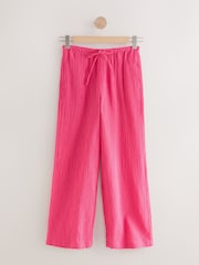 Rose/Blanc - Lot de 2 pantalons larges texturés en lin - Image 3 of 5