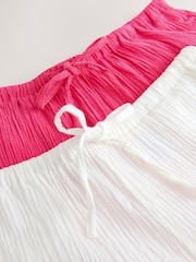 Rose/Blanc - Lot de 2 pantalons larges texturés en lin - Image 4 of 5
