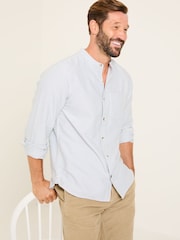 FatFace Light Natural Long Sleeve Stripe Grandad Shirt - Image 3 of 5