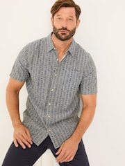 FatFace Blue Short Sleeve Deco Print Shirt - Image 3 of 9