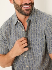FatFace Blue Short Sleeve Deco Print Shirt - Image 5 of 9