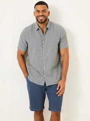 FatFace Blue Short Sleeve Deco Print Shirt - Image 6 of 9