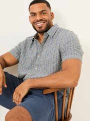 FatFace Blue Short Sleeve Deco Print Shirt - Image 8 of 9