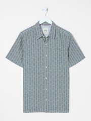 FatFace Blue Short Sleeve Deco Print Shirt - Image 9 of 9