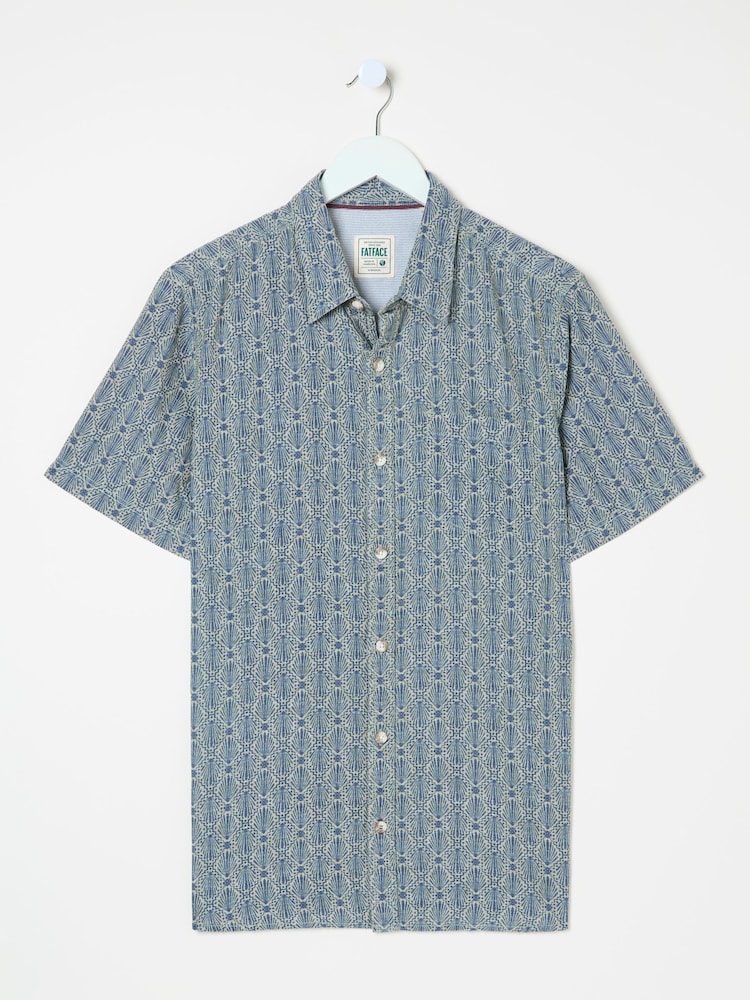 FatFace Blue Short Sleeve Deco Print Shirt - Image 9 of 9