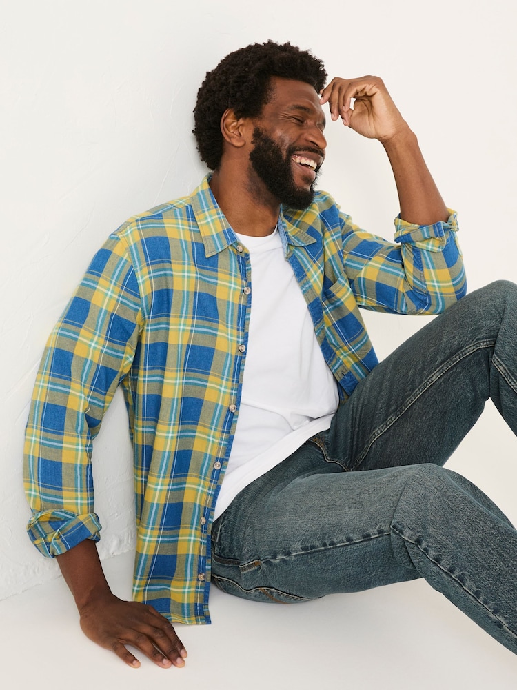 FatFace Yellow Long Sleeve Mead Check Shirt - Image 3 of 5