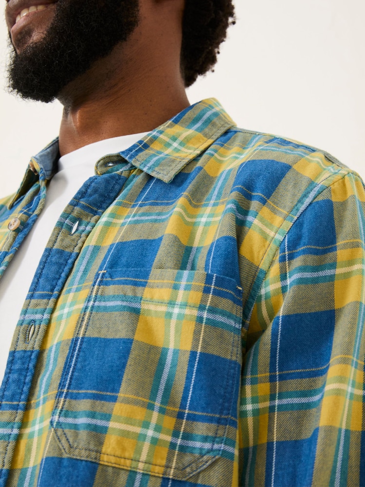 FatFace Yellow Long Sleeve Mead Check Shirt - Image 4 of 5