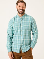 FatFace Light Teal Long Sleeve Earl Check Shirt - Image 1 of 5