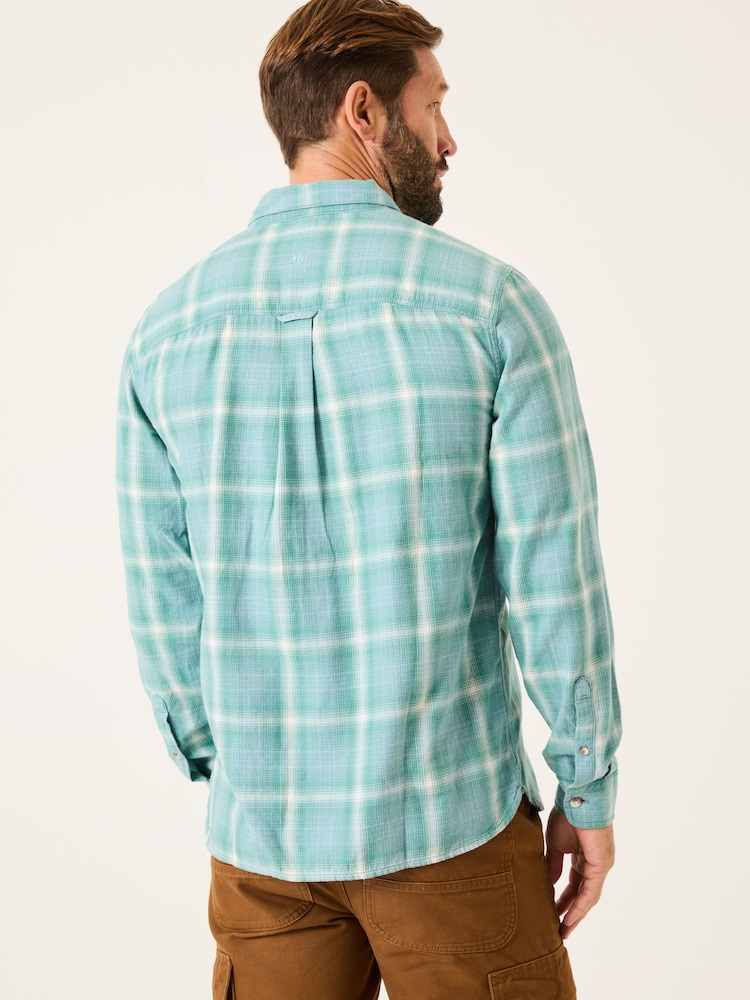 FatFace Light Teal Long Sleeve Earl Check Shirt - Image 2 of 5