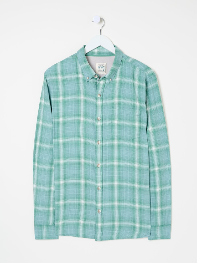 FatFace Light Teal Long Sleeve Earl Check Shirt - Image 5 of 5