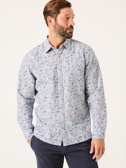 FatFace Mead Blue Long Sleeve Ditsy Print Shirt - Image 1 of 5