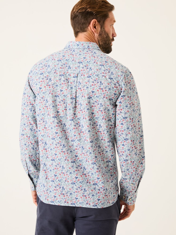 FatFace Mead Blue Long Sleeve Ditsy Print Shirt - Image 2 of 5
