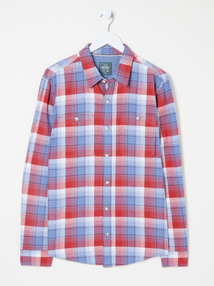 FatFace Upney Red Long Sleeve Check Shirt - Image 7 of 8