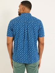 FatFace Blue Short Sleeve Geometric Print Shirt - Image 6 of 8