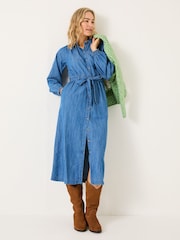 FatFace Blue Denim Abi Denim 100% Cotton Midi Dress - Image 3 of 9