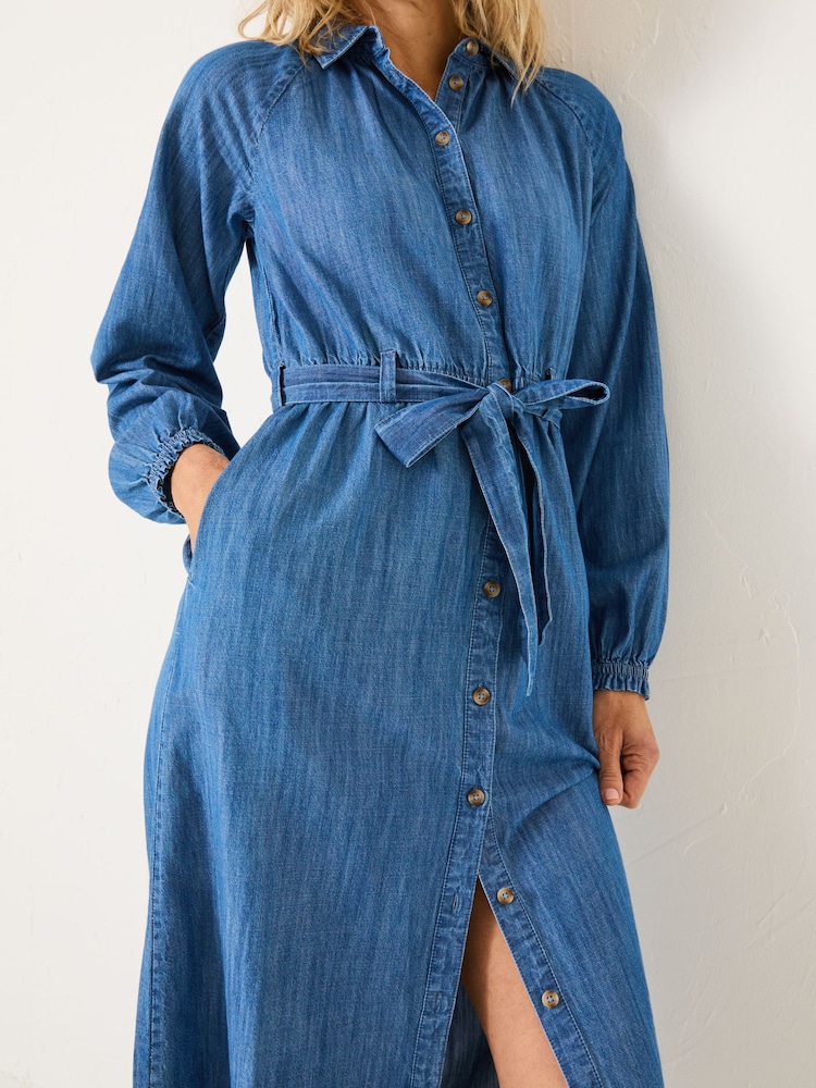 FatFace Blue Denim Abi Denim 100% Cotton Midi Dress - Image 5 of 9