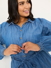 FatFace Blue Denim Abi Denim 100% Cotton Midi Dress - Image 6 of 9