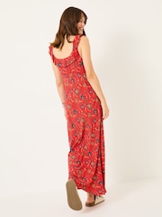 FatFace Ali Burnt Orange Utopia Paisley Frill Midi Dress - Image 3 of 10