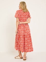 FatFace Danielle Burnt Orange Painted Bloom Midi Dress - Image 2 of 10