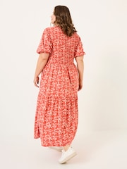 FatFace Danielle Burnt Orange Painted Bloom Midi Dress - Image 8 of 10