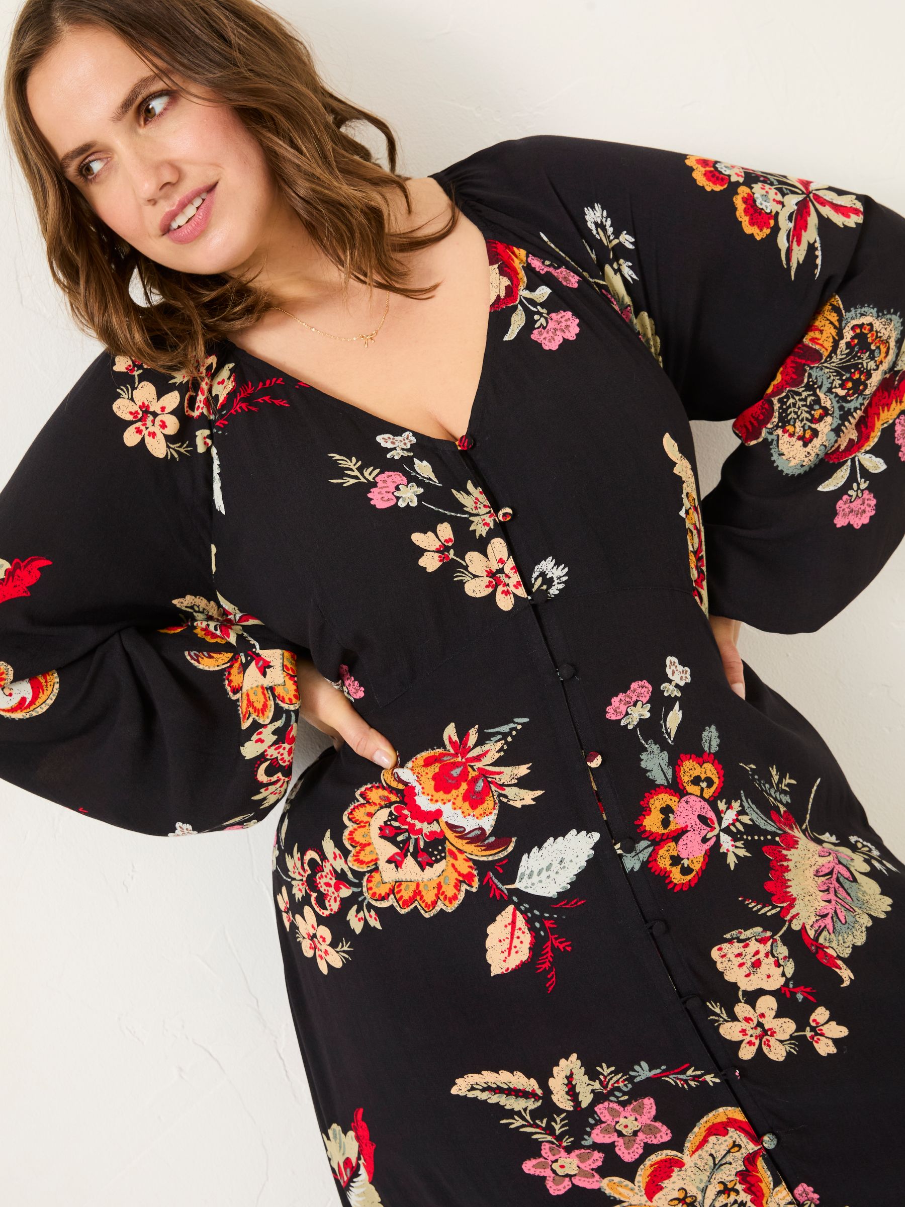 Buy FatFace Black Historical Floral Emma Midi Dress from Next USA