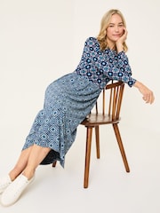 FatFace Indigo Blue Fia Jersey Midi Dress - Image 1 of 9