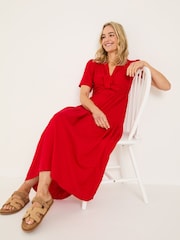 FatFace Bright Red Gigi Midi Dress - Image 1 of 9