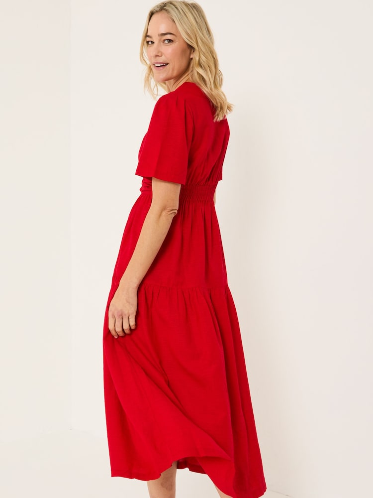 FatFace Bright Red Gigi Midi Dress - Image 2 of 9