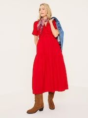 FatFace Bright Red Gigi Midi Dress - Image 3 of 9