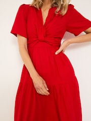 FatFace Bright Red Gigi Midi Dress - Image 4 of 9
