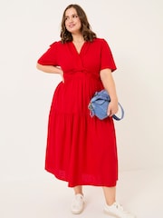 FatFace Bright Red Gigi Midi Dress - Image 5 of 9