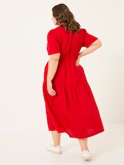 FatFace Bright Red Gigi Midi Dress - Image 6 of 9