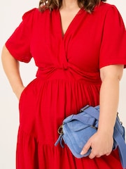 FatFace Bright Red Gigi Midi Dress - Image 8 of 9